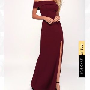 Lulu’s Burgundy Off the Shoulder Dress